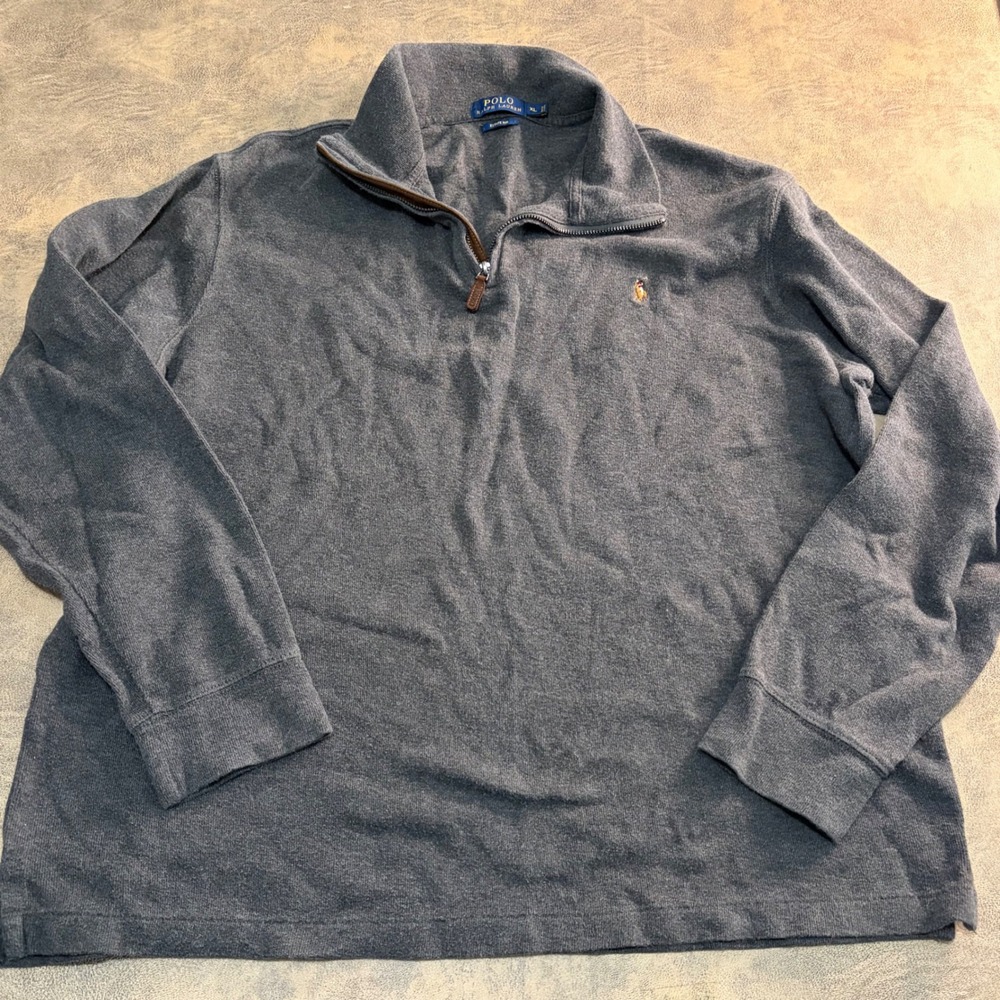 Polo Ralph Lauren Quarter Zip Pullover Mens XL Gray Estate Rib Cotton 4702